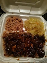 Jerk Chicken Rice and Peas Cabbage